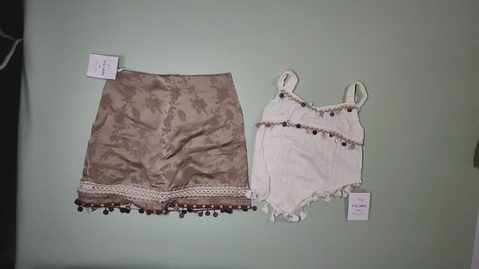[922]NM  Summer Bohemian Vacation Outfit Set - Top and Skirt for Petite Women