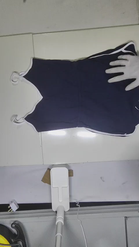 [666]GM    MUZI Muzi In Stock Retro Sport Style Strapless Jumpsuit Blue and Gray Chic Athletic Jumpsuit Lightweight Summer