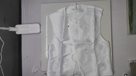 [901]GS  New Chinese Style Round Neck Button Fastening Ginkgo Embroidery Vest Top Women's Spring 2025 Collection Very Stylish Vest Blouse
