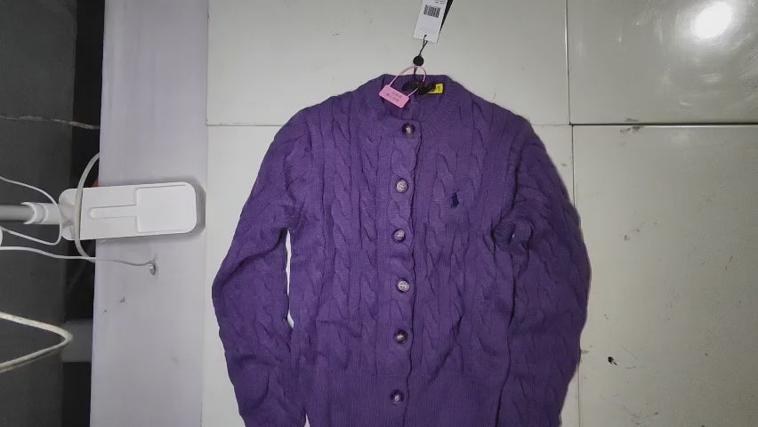 [006]GM  Wetumo Round Neck Cardigan 2024 Autumn/Winter New Arrival Purple Versatile Honeycomb Knit Simple Small Horse Shoe Embroidery Sweater