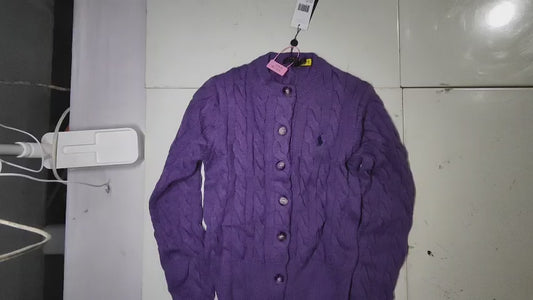 [006]GM  Wetumo Round Neck Cardigan 2024 Autumn/Winter New Arrival Purple Versatile Honeycomb Knit Simple Small Horse Shoe Embroidery Sweater