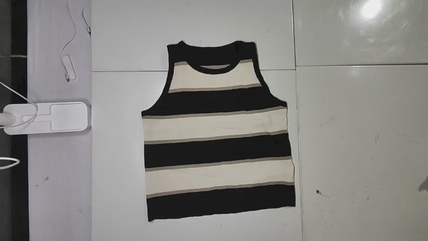 [167]GM  YLSZ Custom~French Stripe Strappy Crop Top Summer Short Inner Layer Knit Top T-Shirt Top Instagram
