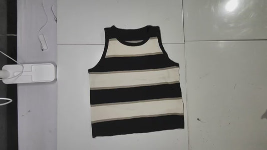 [167]GM  YLSZ Custom~French Stripe Strappy Crop Top Summer Short Inner Layer Knit Top T-Shirt Top Instagram