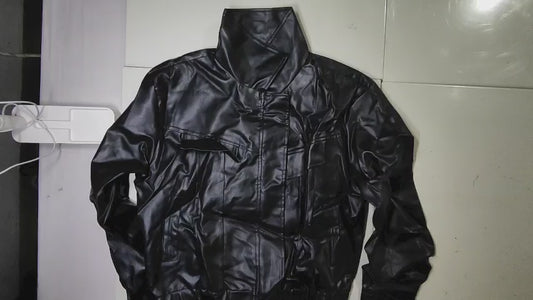 [134R] American Vintage Short Leather Jacket for Women, Loose Petite Design Motorcycle Jacket, Autumn New Arrival Leather Jacket