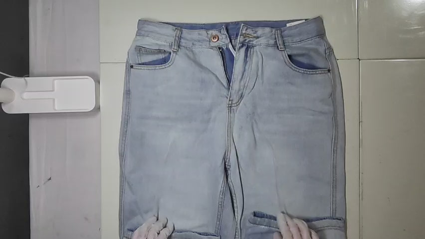 [535]MS Laxibei Light Color Wide-Leg Jeans for Petite Women Spring 2025 New Collection High-Waist Slimming Narrow Fit Straight-Leg Pants