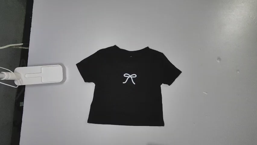 [442]GM  [Promotional Price] Black Bow-Embellished Form-Fitting Women's T-Shirt, 2024 New Summer Short-Sleeve Slim-Fit Sweet and Sexy Top