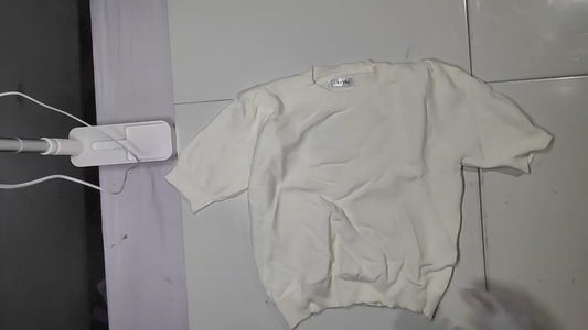 [714]MS [Promo Price] Women's Summer Lightweight Soft and Versatile Round Neck Crew Neck Short-Length Ice Silk Puff Sleeve Top