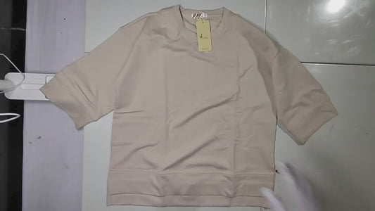 [765]MS 2025 Spring New Arrival Loose and Lazy Style Stylish Bestseller 100% Cotton Mid-Length Sleeve T-Shirt Women's Three-Quarter Sleeve Top