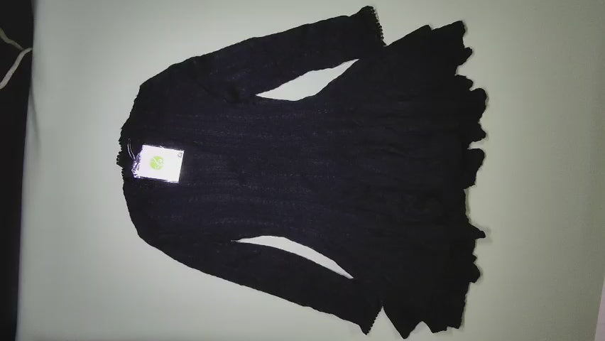 [178]GM   Black Round Neck Long Sleeve Women's Dress 2025 Spring New Arrival Unique Design High-End Puff Sleeve Dress