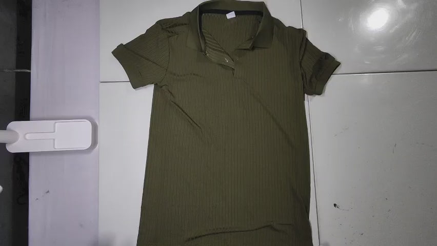 [061]GS  2025 New Pinstripe Silk-Soft Knitted Polo Shirt Short Sleeve Trendy Brand Summer Top Trendy Stand-Up Collar Men's T-Shirt