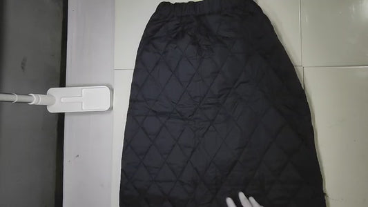 [127]GS    Retro Solid Color Checkered Quilted Warm Women's Winter New Collection High-Waisted Loose Mid-Length A-Line Skirt
