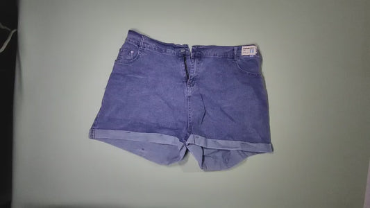 [528]NM Plus Size Women's Denim Shorts for Over 200 Pounds, Loose Fit High Waist Button Front Three-Quarter Pants