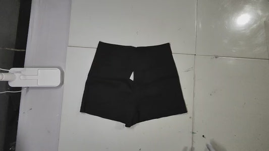 [095]MM White High-Waist Slimming Shorts for Women Spring Outdoor Wear Petite Versatile Solid Color Casual Black A-Line Hot Pants