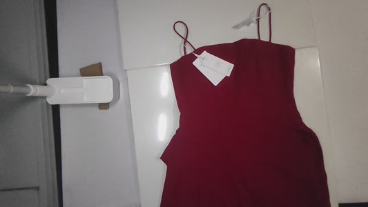 [182]GS     Note of love Red Elegant Simple Bride Wedding Engagement Toasting Dress False Two-Piece Strapless Long Evening Gown