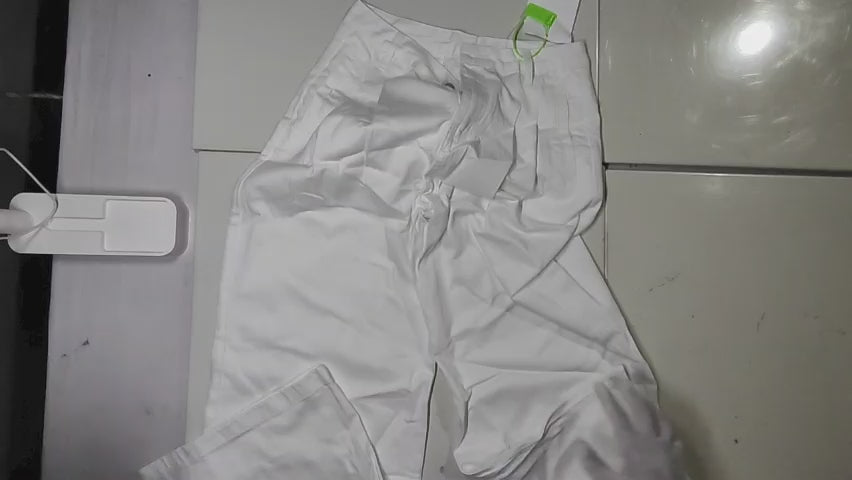 [531]GM  Promotional Price Textured Women's White Denim Pants Summer New Arrival High-Waisted Loose Slimming Straight-Leg Pants with Designer Pleated Wide-Leg