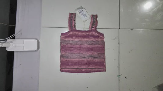 [795]MM Women's 2025 New Striped Lightweight Short-Length Knit Top with Ruffled Edges, Stylish Slim-Fit for Summer