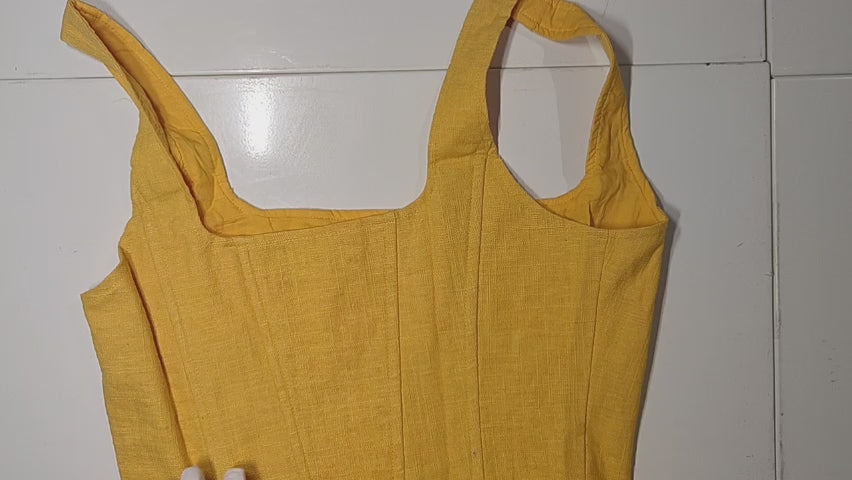 [659]GS   Foreign Trade Luxury Brand AURET@ 30% Linen High-end Minimalist French Style Generous Collar Fishbone Bodice Top