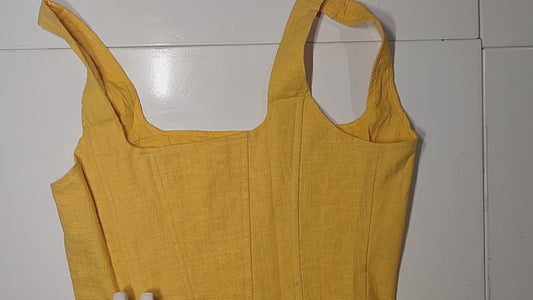 [659]GS   Foreign Trade Luxury Brand AURET@ 30% Linen High-end Minimalist French Style Generous Collar Fishbone Bodice Top