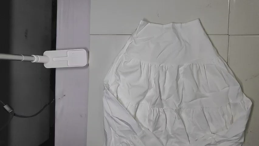 [626]GM   Plus Size White Cake Skirt for Women Spring Summer Pear Shaped Full Umbrella Skirt Pleats Slim Mid Length Skirt