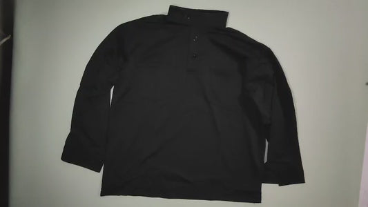 [913]MM  Korean Chic Niche Workwear Shirt, Boyfriend Fit, Stand-Up Collar, Slanted Button Design, Loose Long Sleeves, Multiple Pockets, Turtleneck Shirt for Men and Women