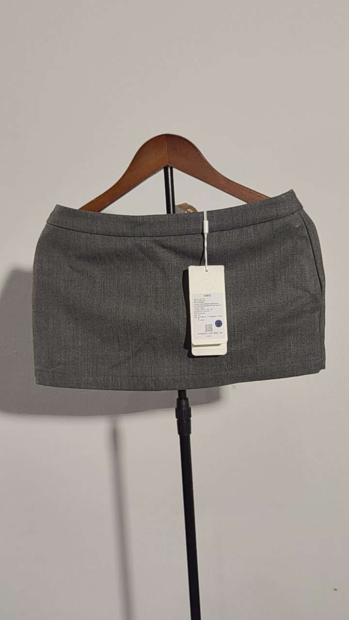 [718] Alightmen Two-Color Wool Twill High Definition Pencil Skirt with Side Zipper Low Waist Tailored Fit Super Shorts