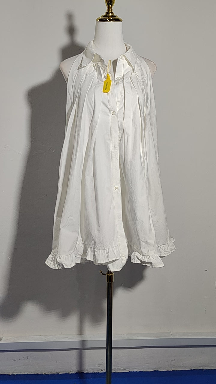 [926]NN Sleeveless Ruffled A-Line Skirt