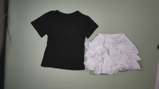 [427]MM  First Love Pure Sweet Set Dress for Petite Women, Ballet Style T-shirt + Cake Skirt Summer Outfit
