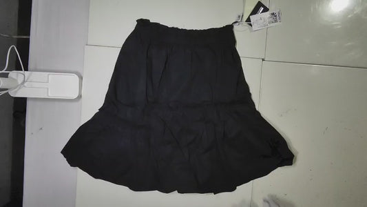 [696]MM  Lightweight Asymmetric Slit Short Skirt Summer Unique Design A-Line Skirt Elastic Waist Black Women's 2025 New Collection