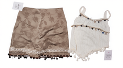 [922]NM  Summer Bohemian Vacation Outfit Set - Top and Skirt for Petite Women