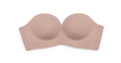 [452]NM  Shoulderless Thick Cups Push-Up Non-Slip 6cm Front Closure Bodysuit for Small Bust